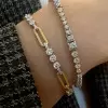 10ctw Round Cut White Sapphire Paperclip Link Bracelet