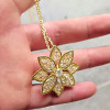 White Sapphire Lotus Necklace With Link Chain