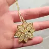 White Sapphire Lotus Necklace With Link Chain