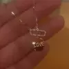Round Cut White Sapphire Love Necklace in Rose Gold