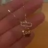 Round Cut White Sapphire Love Necklace in Rose Gold