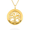 Name Engraving Family Tree Disc Pendant Necklace