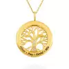 Name Engraving Family Tree Disc Pendant Necklace