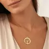 Name Engraving Family Tree Disc Pendant Necklace