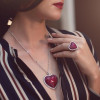 7.99ct Princess Cut Ruby Heart Engagement Ring