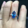 Fancy Vivid Blue Marquise-cut Sapphire Ring