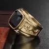 3.5ct Black Sapphire Plating Dragon Design Ring in Gold