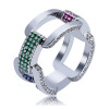 Hip Hop Colorful Stone Wedding Band for Men