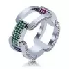 Hip Hop Colorful Stone Wedding Band for Men