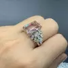 8.4ct Emerald Cut Morganite Pink Sapphire Cluster Engagement Ring
