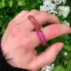 7MM Wide Multicolor Sapphire Paved Wedding Band