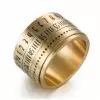 Calendar Spinner Arabic Digital Titanium Steel Men's Ring Band