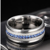 Handmade 8mm Titanium Steel  Blue Sapphire Men's Ring Band