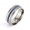 Handmade 8mm Titanium Steel  Blue Sapphire Men's Ring Band