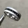 Round Cut Black Sapphire Eternity Band for Men