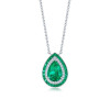3ct Pear Cut Emerald Vintage Halo Pendant Necklace