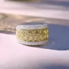 Two Tone Round Cut Yellow & White Sapphire Cigar Band