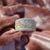 Two Tone Round Cut Yellow & White Sapphire Cigar Band