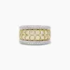 Two Tone Round Cut Yellow & White Sapphire Cigar Band
