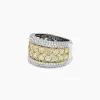 Two Tone Round Cut Yellow & White Sapphire Cigar Band