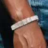56ctw Radiant Cut White Sapphire Unisex Bracelet