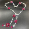 42ctw White Sapphire and Ruby Flower Statement Necklace