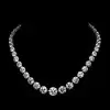 210ctw Round Cut White Sapphire Riviera Statement Necklace