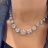 210ctw Round Cut White Sapphire Riviera Statement Necklace