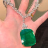 20ct Cushion Cut Emerald Statement Necklace