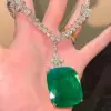 20ct Cushion Cut Emerald Statement Necklace