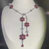 42ctw White Sapphire and Ruby Flower Statement Necklace