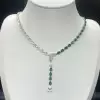 Pear Cut Green Sapphire Necklace