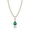 3.5ct Pear Cut Emerald Pendant Two Tone Necklace