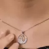 Handmade Dolphin Necklace Disc Circle Pendant