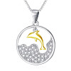 Handmade Dolphin Necklace Disc Circle Pendant