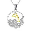 Handmade Dolphin Necklace Disc Circle Pendant