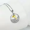 Handmade Dolphin Necklace Disc Circle Pendant