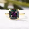 4ct Cushion Cut Alexandrite Sterling Silver Engagement Ring