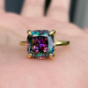 4ct Cushion Cut Alexandrite Sterling Silver Engagement Ring