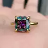 4ct Cushion Cut Alexandrite Sterling Silver Engagement Ring