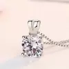 Simple Round Cut White Sapphire Pendant Necklace