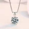Simple Round Cut White Sapphire Pendant Necklace