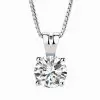 Simple Round Cut White Sapphire Pendant Necklace