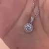 1.5ct Round Cut White Sapphire Halo Pendant Necklace