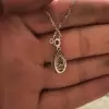 3ct Pear Cut White Sapphire Halo Pendant Necklace