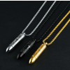 Stainless Steel Men's Bullet Pendant Necklace