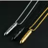 Stainless Steel Men's Bullet Pendant Necklace