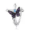 Halloween Gift Butterfly Cross Pendant Necklace in Sterling Silver