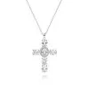Halloween Gift Sparkling Cross Pendant Necklace in Sterling Silver