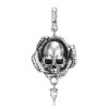Halloween Gift Rose Skull Necklace in Blacken Sterling Silver